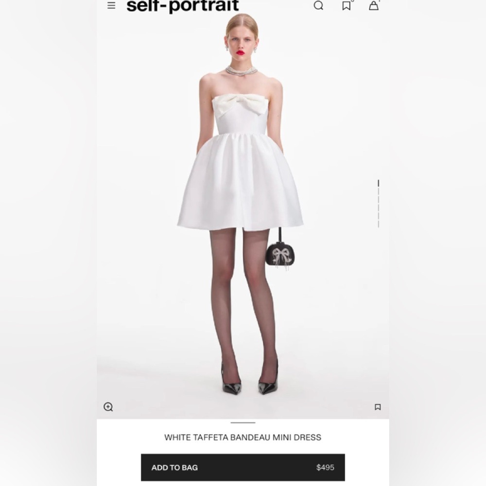Self Portrait WHITE TAFFETA BANDEAU MINI DRESS